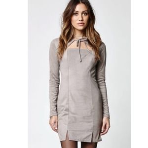 KENDALL AND KYLIE SUEDE MINI DRESS, DUSTY BROWN
